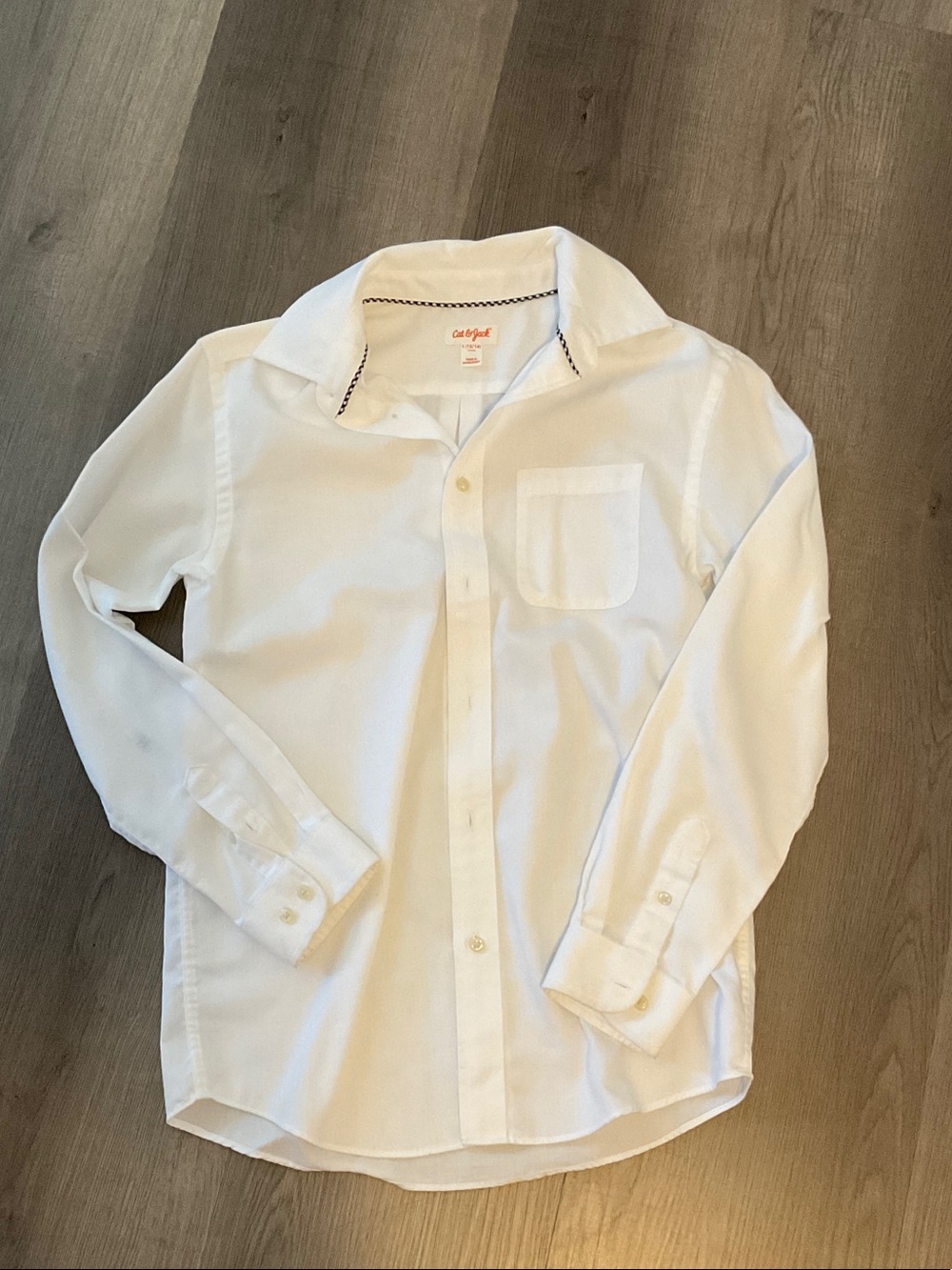 Cat & Jack White Long-Sleeve Button-Down Shirt with Chest Pocket